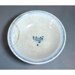 An Early Chinese Crackleware Underglaze Blue Decorated Bowl, 21 cms diameter