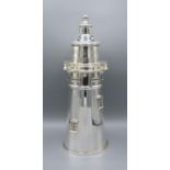 A Silver Plated Cocktail Shaker in the form of a Lighthouse, 34 cms tall