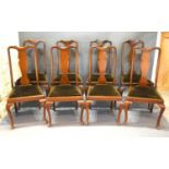 A Set of Four Edwardian Mahogany Queen Anne Style Dining Chairs together with another similar set of
