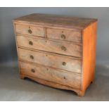 A 19th Century Mahogany Straight Front Chest of two short and three long drawers with circular brass