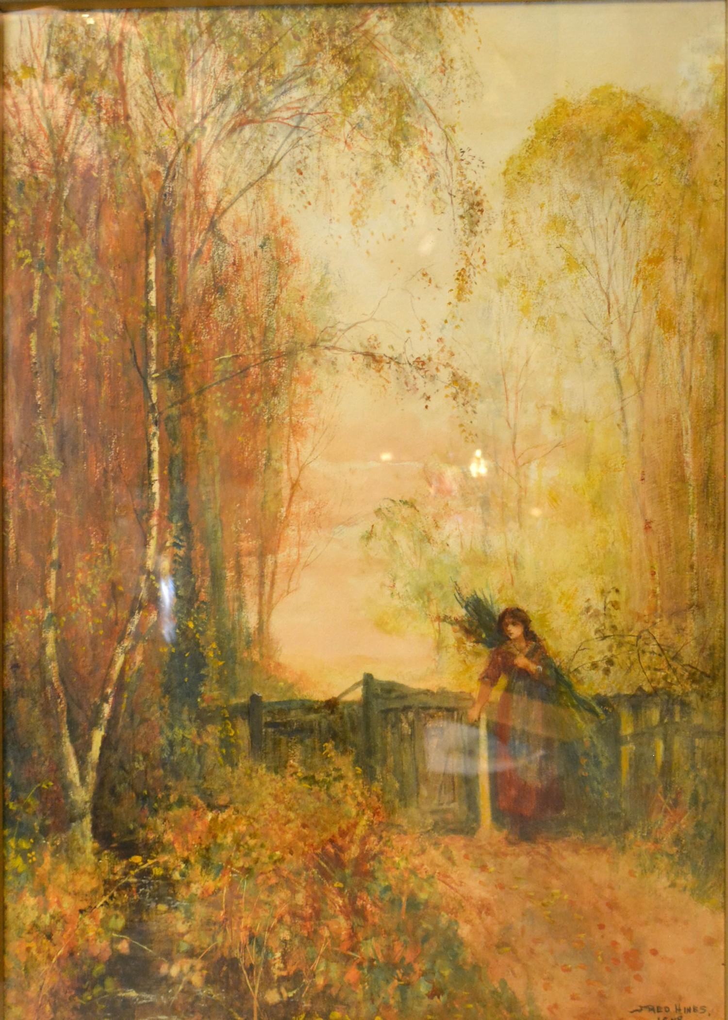 Fred Hines, Summer Glow and Autumn Gold, a pair of watercolours, signed and dated 1878, 55 x 38 cms - Image 2 of 2