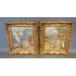 A Pair of 19th Century Berlin Silkwork Pictures, Religious Scenes, 29 x 25 cms