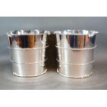 A Pair of Silver Plated Wine Coolers of Barrel Form, 19 cms tall