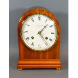 A Comitti Mahogany Cased Mantle Clock, 22 cms tall