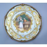 Limoges for Tiffany & Co, A Guilloche and Enamel Cabinet Plate with a central hand-painted reserve