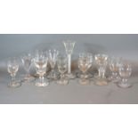 A Cordial Glass with Opaque Twist Stem together with a small collection of 19th Century glassware