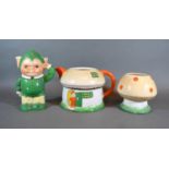 A Shelley Mabel Lucie Attwell Three Piece Tea Service comprising teapot, sugar bowl and cream jug