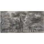 William Crotch 'Hyde Park' pencil drawing, 13 x 23 cms