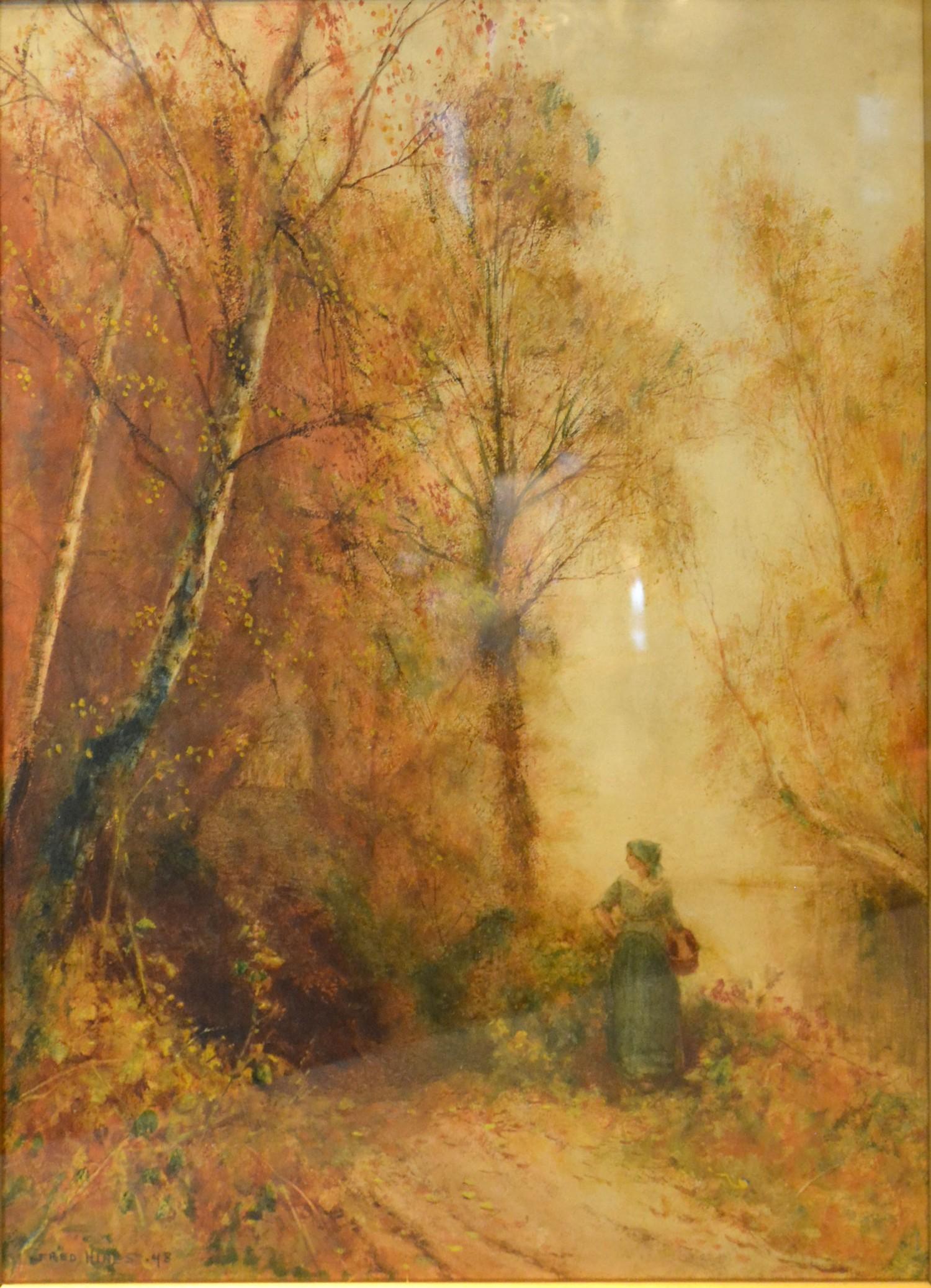 Fred Hines, Summer Glow and Autumn Gold, a pair of watercolours, signed and dated 1878, 55 x 38 cms