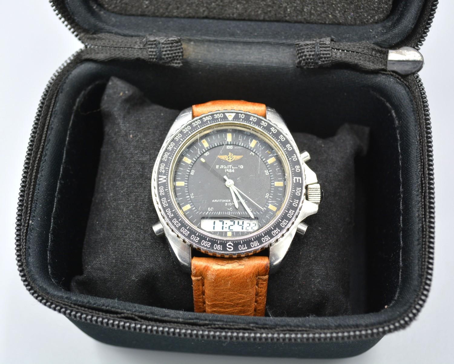 A Breitling Navitimer Pluton 3100 Gentleman's Stainless Steel Wrist Watch with box and soft case - Image 2 of 3