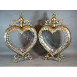 A Pair of Candle Lanterns of Heart Form, 52 cms tall