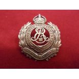 Royal Engineers (Volunteers) Officers Forage Cap Badge EDVII (Silver-plate), two lugs. K&K: 881.