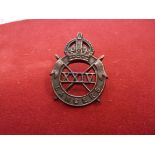 24th Lancers Officers Cap Badge (Bronze), two lugs. K&K: 1914