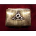 British EIIR Officers Trench Art Box, a 'State Express Cigarettes' box with a Royal Artillery Cap