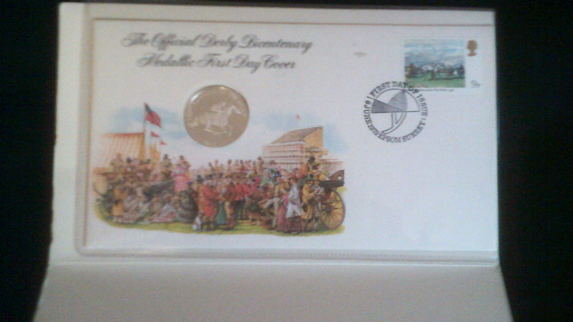 Medallion-1979-sterling silver medallion Derby Day Bicentenary Official First Day Cover, Epson,
