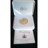 Great Britain 2011-William and Catherine Wedding Coin - .925 gold plated, Royal Mint box and