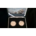 Great Britain 2005-Silver proof Piedfort, Two crowns, Nelson and Trafalgar, .925 silver, boxed,