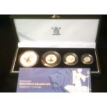 Great Britain 2001- Silver proof Britannia Coin Collection - cased/boxed, four coins one ounce,