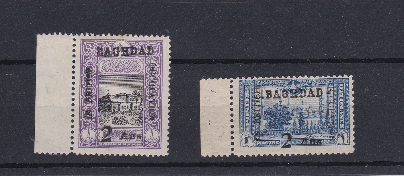 1917 Iraq (Baghdad) British Occupation overprints - 2a ow 1p Black & Violet 2a opt 1p Ultramarine,