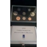 Great Britain 1990-Proof year set (8) coins, Royal Mint case with certificate