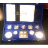 Great Britain 2000-Silver Millennium Proof Collection- boxed, Highlights in 22 carat gold, nine