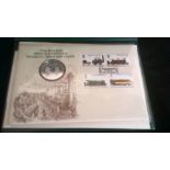 First Day Cover - 1975 Railway Sesquicentennial FDC (Darlington GB set, with sterling proof silver