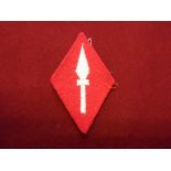 British WWII 1st Corps Cloth insignia patch, white on red