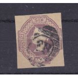 1847-84 Great Britain 6d Mauve embossed used, good margins. SG58