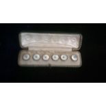 Vintage Buttons-Six boxed Mother of pearl boxed gentleman's dress studs, very good condition