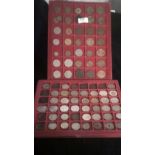 British + Foreign coins on two trays - includes lighter grades (Trays not included)(80+)
