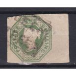 1847-54 1 Shilling Green, embossed used marginal example SG55, used, faults but good appearance.