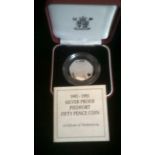 Great Britain 1992-1993-Silver Proof Pied Fort, fifty pence, UK Presidency of European Community-.