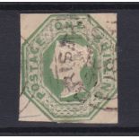 1847-52 Great Britain 1/- deep green embossed, very fine used - Choice.