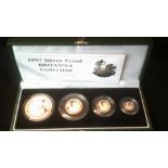 Great Britain 1997-Silver Proof Britannia Coin Collection - cased/boxed, four coins, one ounce,