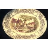 Royal Staffordshire Dinner Ware by 'Clarice Cliff' - Rural scene-Horses and Cottages - unboxed-