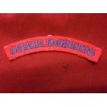 Gurka WWII Engineers uniform cloth sleeve title, blue on red