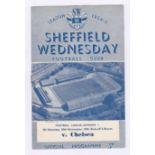 Sheffield Wednesday v Chelsea 1954 November 20th Div. 1 vertical crease