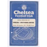 Chelsea v Southend United 1954 September 20th Combination Cup horizontal & vertical creases hole