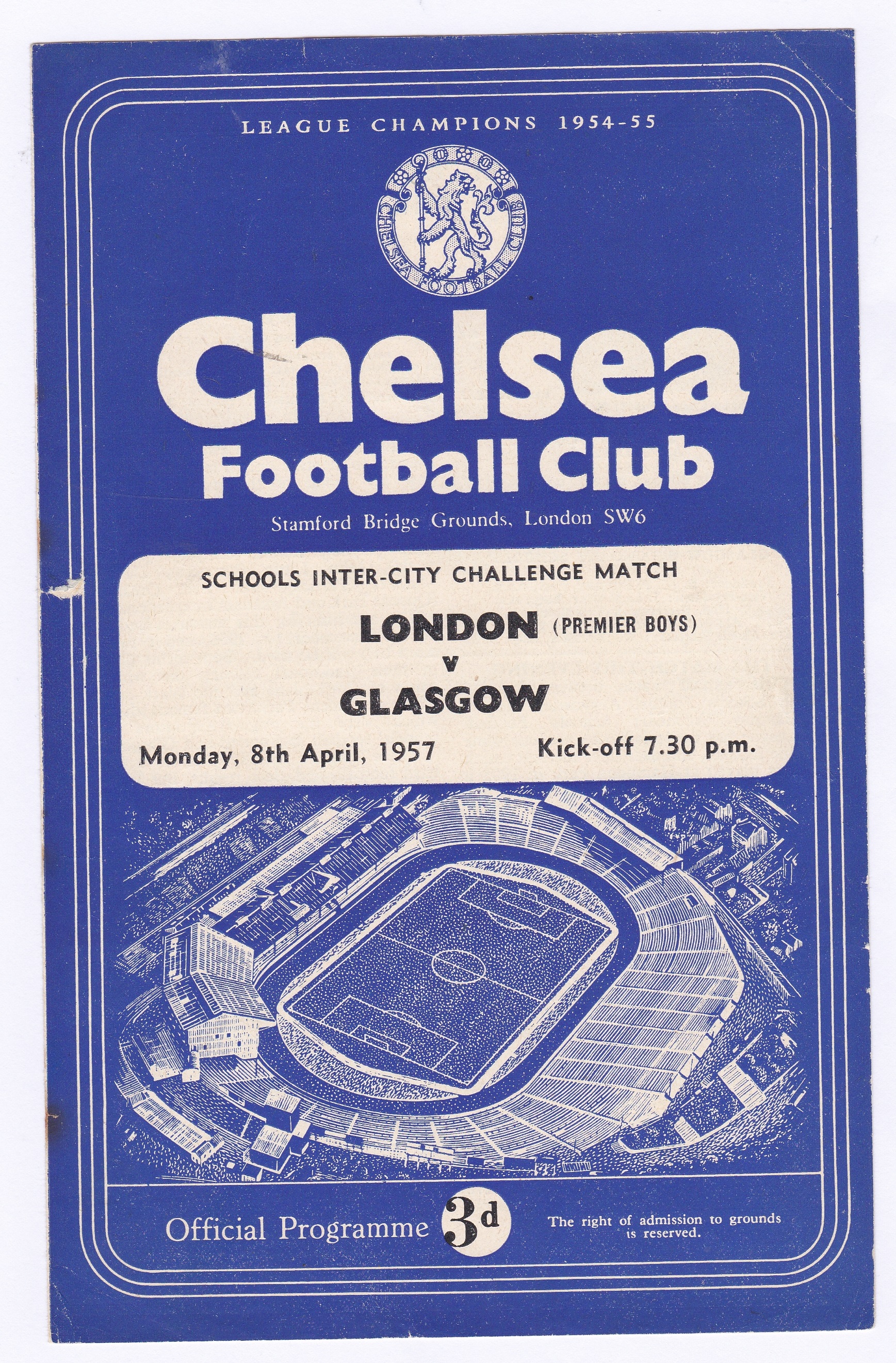 London (Premier Boys) v Glasgow 1957 April 8th Schools Inter City Challenge Match