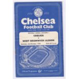 Chelsea v West Bromwich Albion 1954 October 2nd Div. 1 vertical crease pen on team page rusty