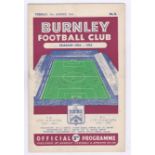 Burnley v Chelsea 1954August 31st Div.1 horizontal& vertical creases