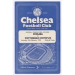 Chelsea v Tottenham Hotspur 1955 February 19th Combination vertical crease score in pen