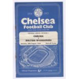 Chelsea v Bolton Wanderers 1954 August 28th Div.1 horizontal& vertical creases half-time score in