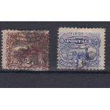 USA 1869-2 cents brown and 3 cents blue, SG115/6,Scott 113/4 both used, with grills (2) cat £100+