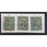 Canada 1859-12.1/2 cents, deep yellow-green SG39 and 12.1/2 cents pale yellow-green,SG40, fine