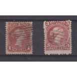 Canada 1868-90-One cent, red-brown and three cents red-brown,SG47 and 49, fine used cat £120