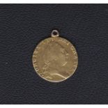 1790 - George III Gold Guinea, VF, mount attached. Spink: 3729