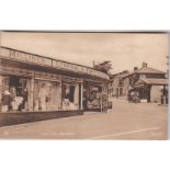 Postcard-Norfolk, Reepham Town End, Street scene, Draper and Milliner Store, Petrol Pumps-auto