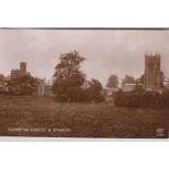 Postcard-Derbyshire - Elvaston Castle + Church village view, RP, used 1917