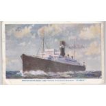 Postcard-Shipping-Anchor-Donaldson Line-colour artist postcard 'Athenia'-Turbine screw, steam